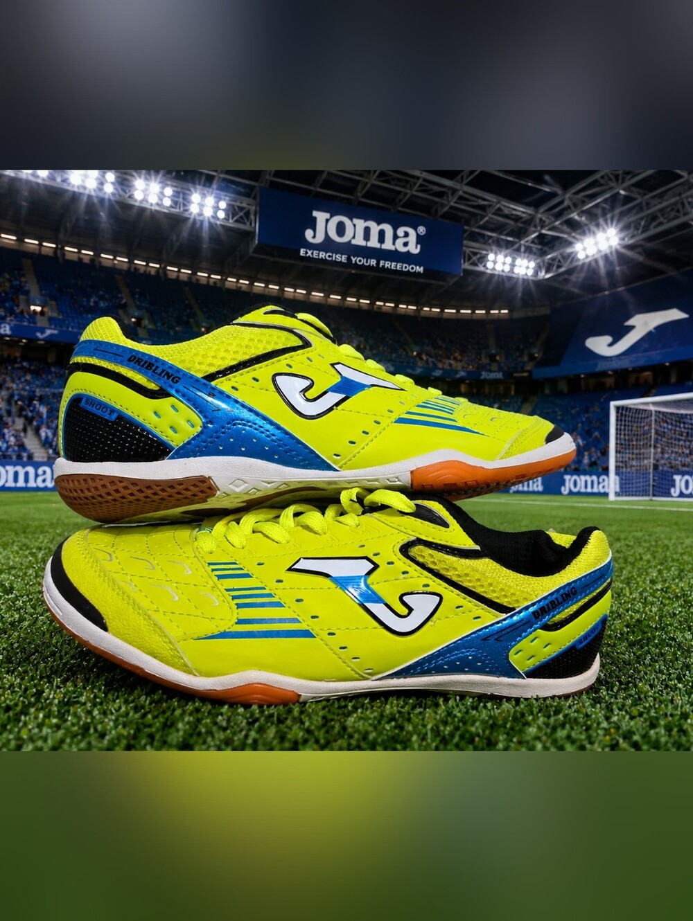 Joma Dribling 209 Piso Indoor Soccer Shoes EU 39 US 6.5 Futsal Neon Yellow Blue